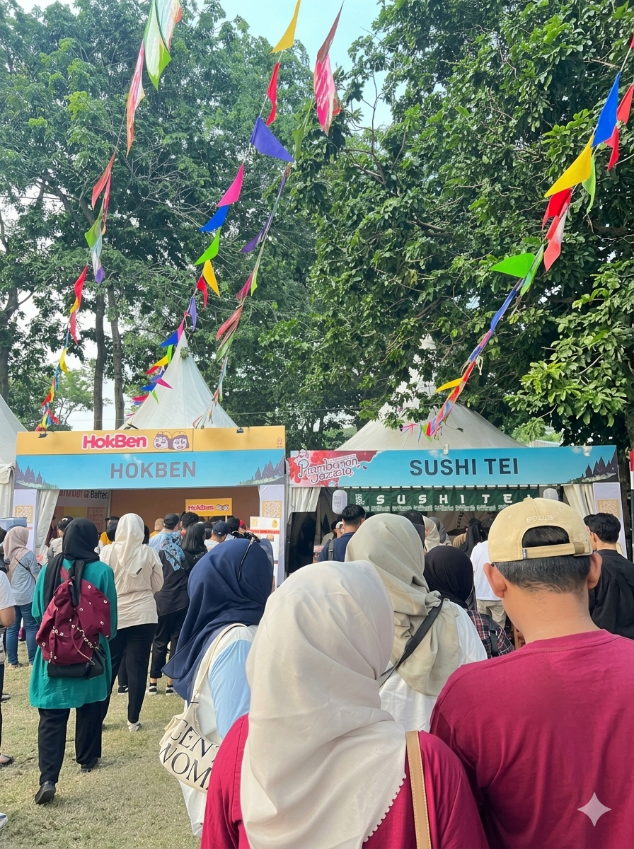Tersedia berbagai pilihan makanan dan minuman yang melengkapi pengalaman festival