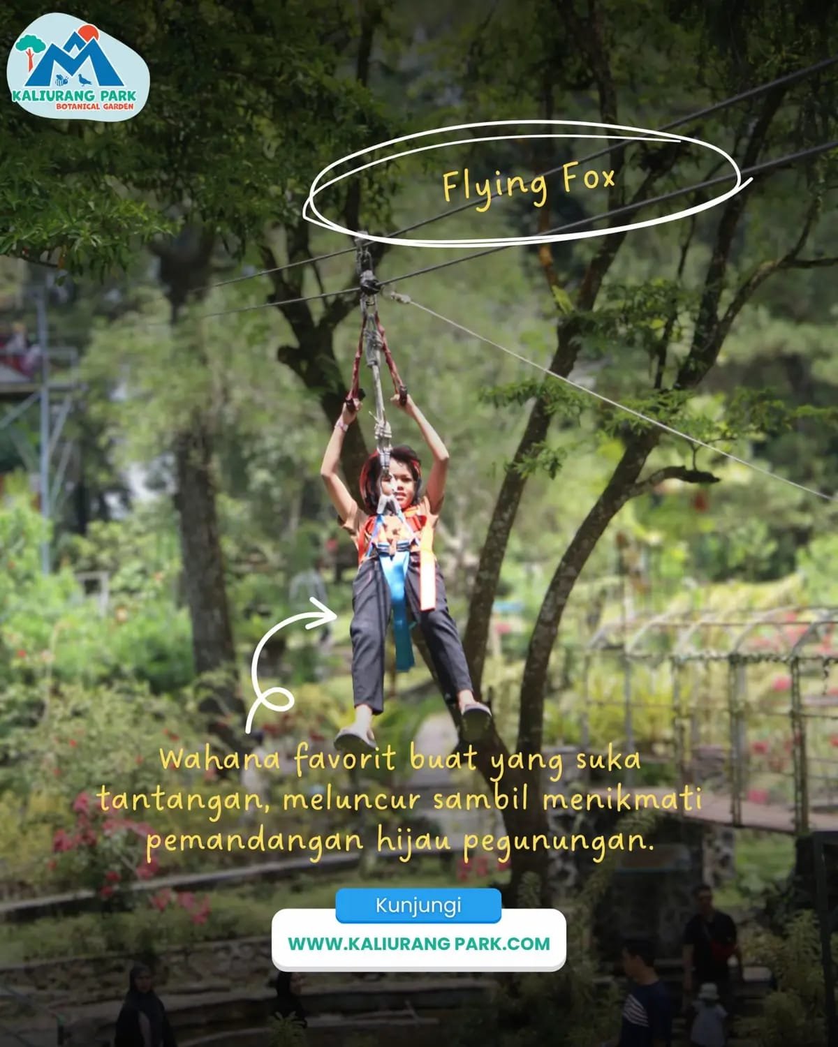 Kaliurang Park Wahana Flying Fox cocok untuk anak anak maupun dewasa 