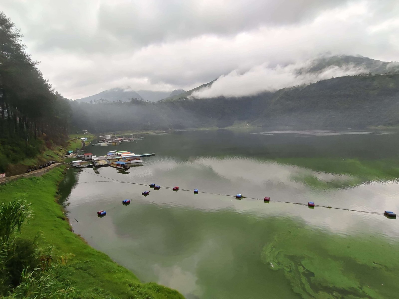 Suasana pagi hari di Telaga Menjer sangat magis. Kabut tipis yang menyelimuti telaga memberikan nuansa yang tenang dan romantis.