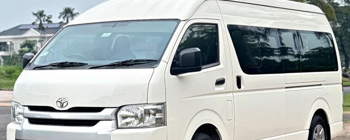 snaptik_7500188955992804614_2_v2 - Dyantransport White Toyota van with a high roof parked on a brick-paved lot, with trees in the background.