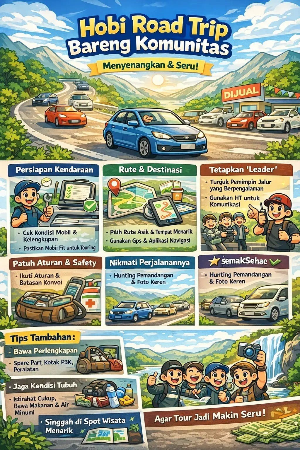 Komunitas otomotif, fotografi, musik, hingga komunitas hobi sering mengadakan touring bersama. Menggunakan armada rental membuat perjalanan lebih kompak dan terorganisir.